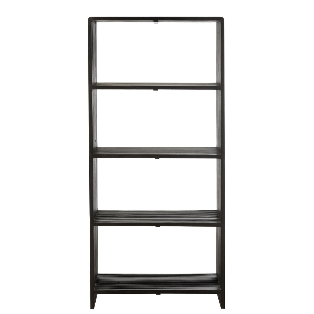 Boekenkast 4 Schappen Gerecycleerd Teak Zwart - Boekenkast - J-Line - livinglovely.nl