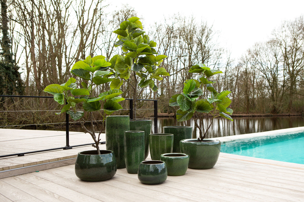 Coraline Green Glazed Round Ceramic Pot Set van 2 PTMD - Pot - PTMD - livinglovely.nl