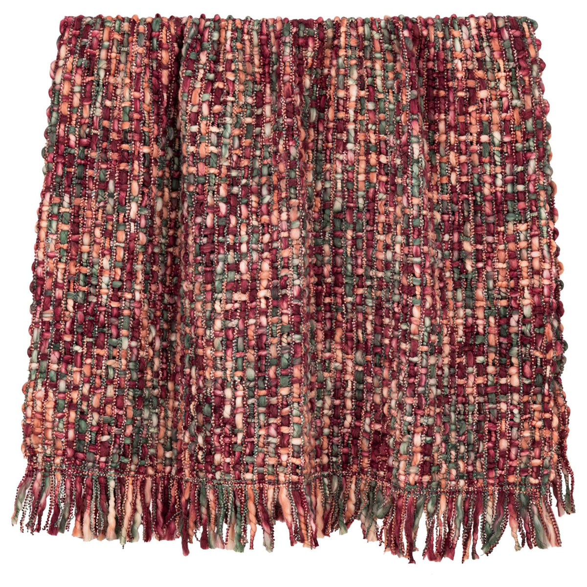 Dacy Plaid Gerecycled Polyester Framboos van PTMD, ander aanzicht, frambozenrode plaid van gerecycled polyester