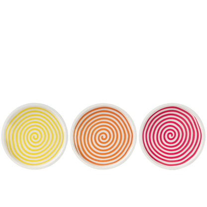 Dienblad Rond Mangohout Roze/Oranje/Geel Set van 3 J-Line