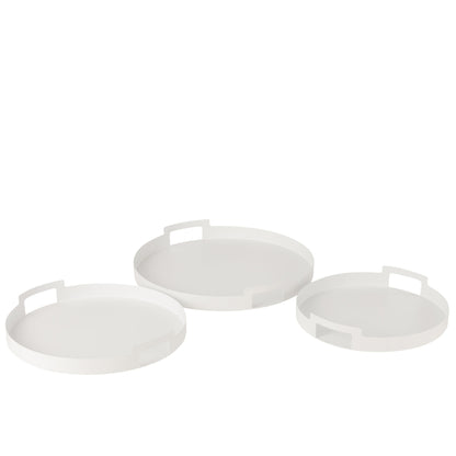 Dienblad Rond Metaal Wit Set van 3 J-Line