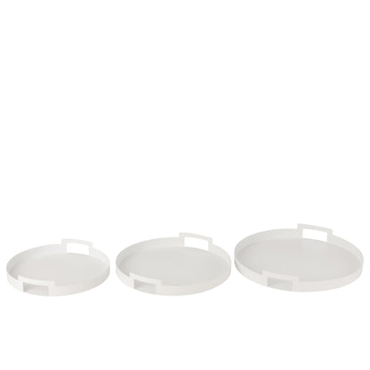Dienblad Rond Metaal Wit Set van 3 J-Line