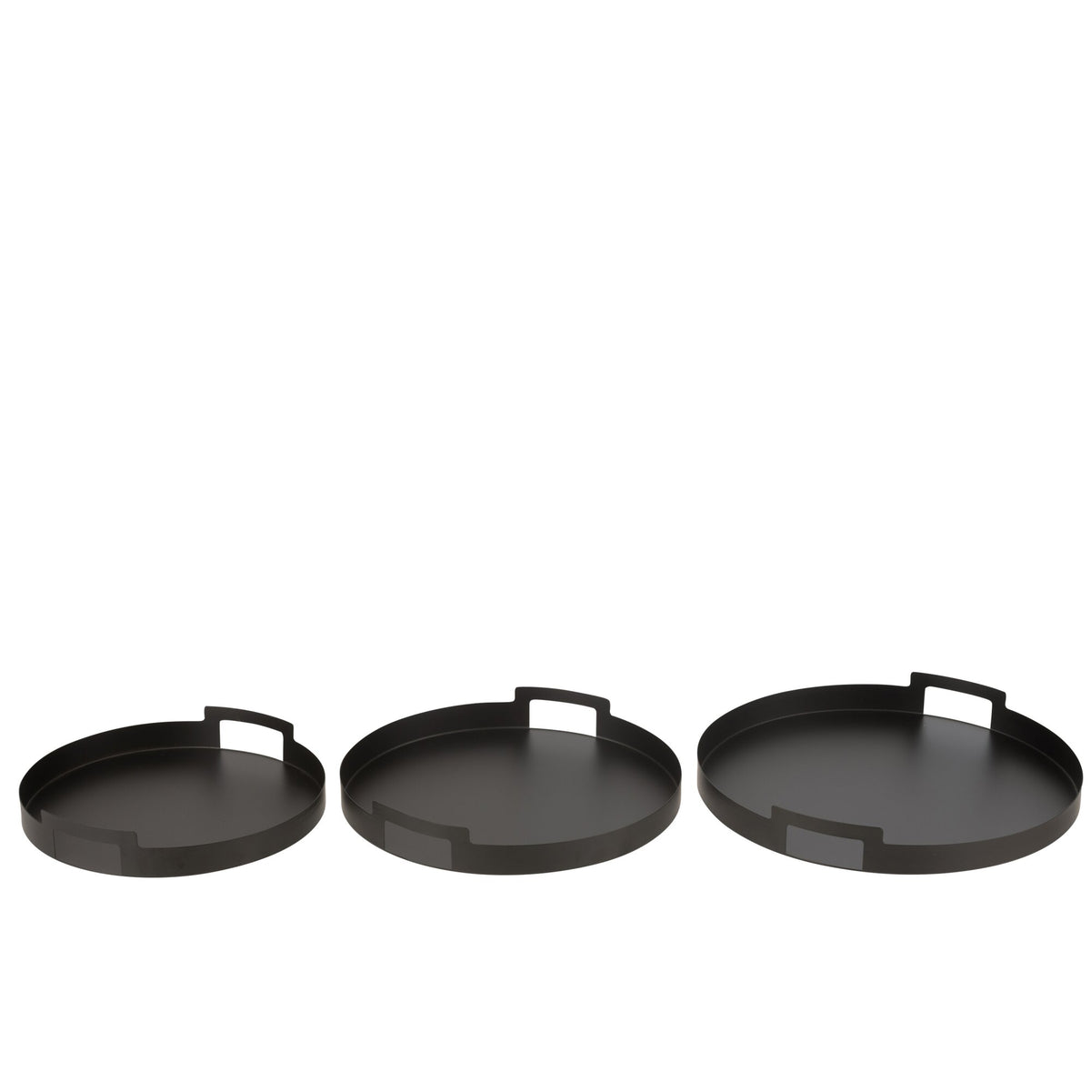 Dienblad Rond Metaal Zwart Set van 3 J-Line