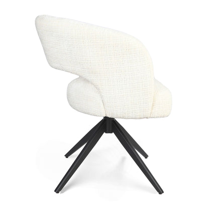 Draaibare eetkamerstoel Demi Off White van Starfurn met modern contrast