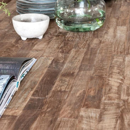 Eetkamertafel Timeless Tracks 250cm naturel teakhout in interieur