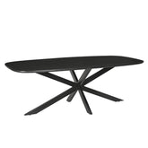 Eettafel Jesper Kala 180cm schuin vooraanzicht met zwart spinpootonderstel