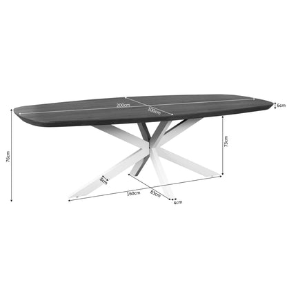 Eettafel Madison Deens Ovaal 200cm van Starfurn met detail van de zandkleurige metalen tafelpoot