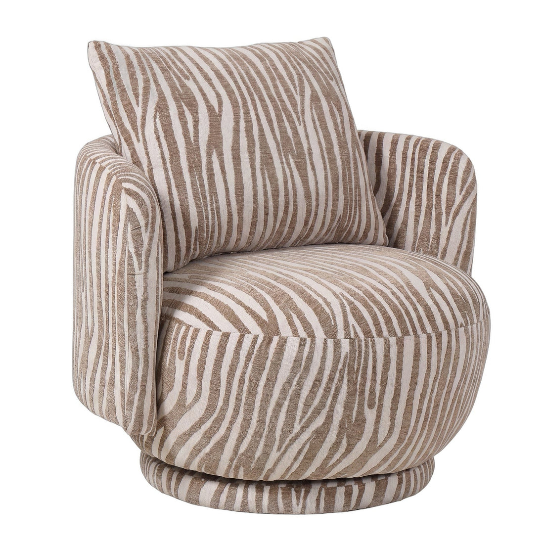 Elin Fauteuil Beige Golvende Lijnen Rond van PTMD, zijaanzicht van de fauteuil