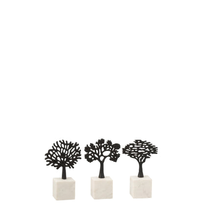 Figuur Boom Op Voet Aluminium/Marmer Zwart/Wit Set van 3 J-Line