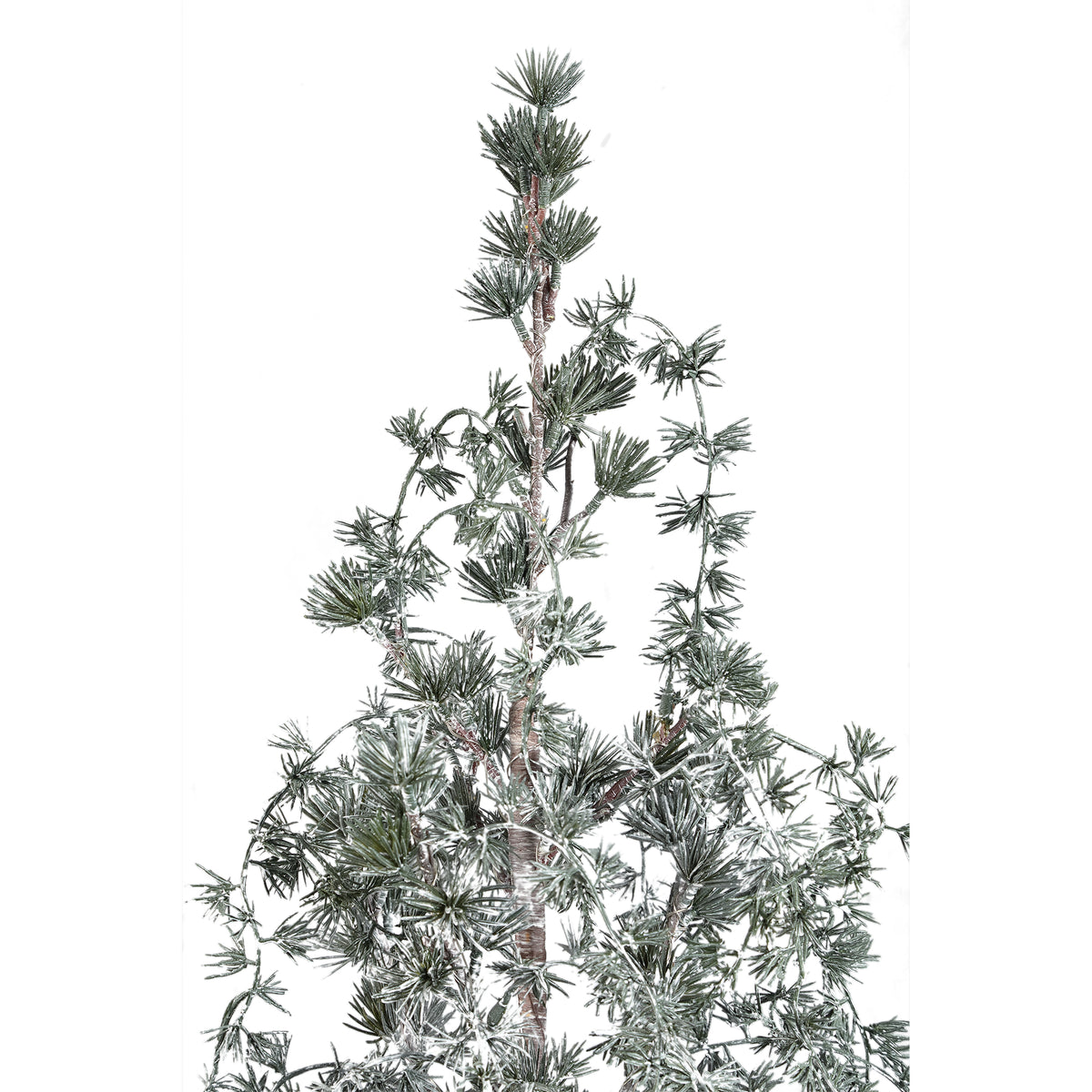 Florine Kerstboom LED Met Sneeuw Medium van PTMD, close up van de besneeuwde takken met LED verlichting