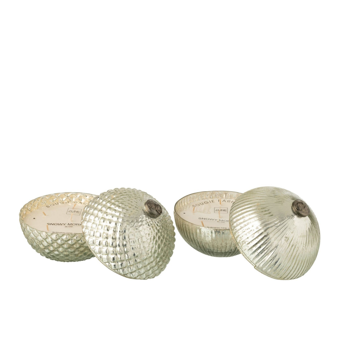 Geurkaars Kerstbal Glas Zilverkleurig Large Set van 2 J-Line