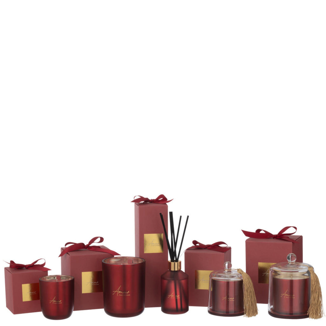Geurstokjes Geurolie Amour Rood 200ml - Geurstokjes - J-Line - livinglovely.nl