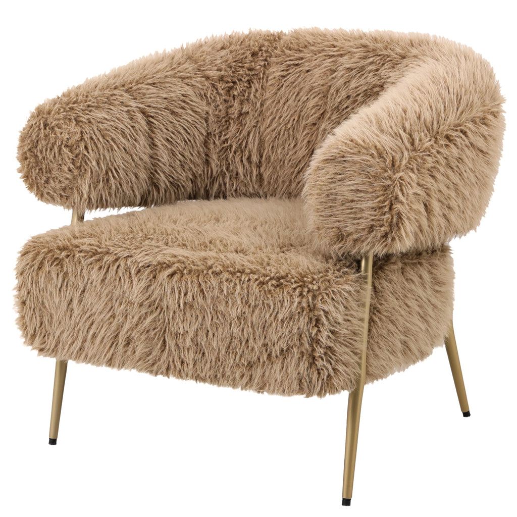 Hair Fauteuil Bruin van PTMD, schuin aanzicht met omhullende rug en brede zitting