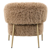 Hair Fauteuil Bruin van PTMD, achterkant van de ronde rugleuning in bruine imitatiebont