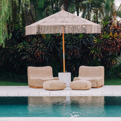 Handgeknoopte Parasol - Leafs - Crème 250cm - Handgeknoopte parasol - Todo Bien - livinglovely.nl
