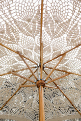 Handgeknoopte Parasol - Leafs - Crème 250cm - Handgeknoopte parasol - Todo Bien - livinglovely.nl