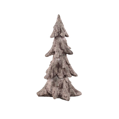 Hascal Kerstboom Beeld Cement Medium van PTMD, kerstboombeeld van lichtbruin cement met hangende takken op witte achtergrond