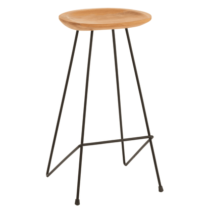 J-Line Barstoel Teakhout Ijzer Naturel - Barkruk - J-Line - livinglovely.nl