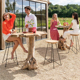 J-Line Barstoel Teakhout Ijzer Naturel - Barkruk - J-Line - livinglovely.nl