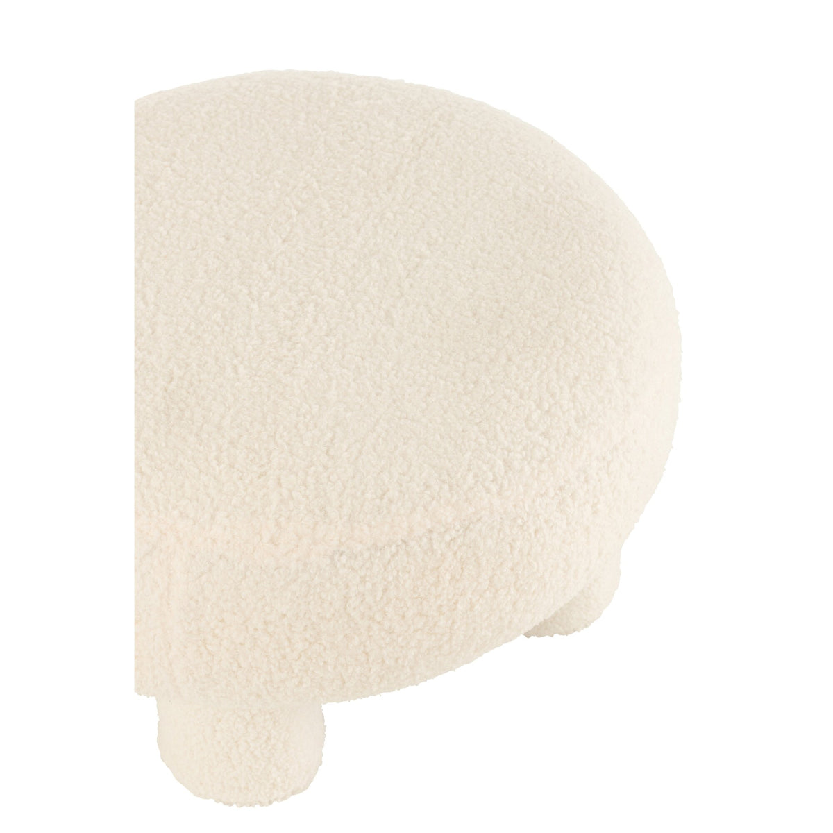 J-Line kruk round teddy bouclé wit met pootjes J-Line