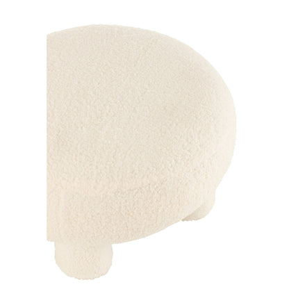 J-Line kruk round teddy bouclé wit met pootjes J-Line