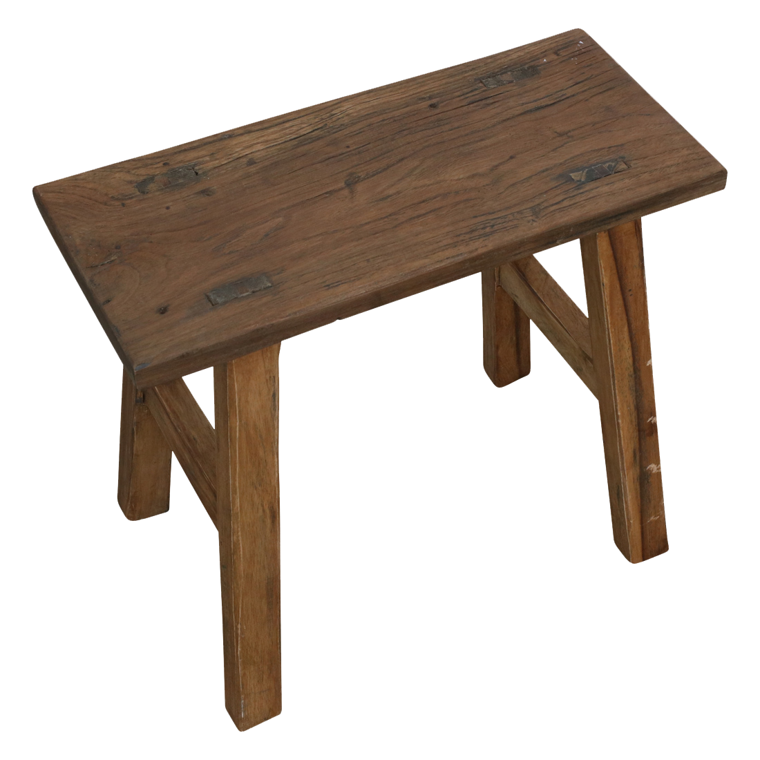 Compact teakhouten bankje in naturel, L35cm x B16cm x H30cm