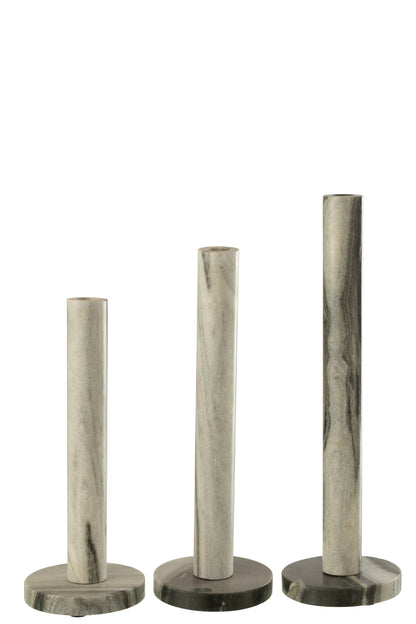 Kaarshouder Marmer Zwart/Lichtgrijs Set van 3 J-Line - Kaarshouder - J-Line - livinglovely.nl