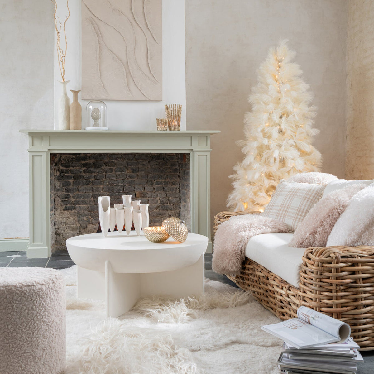 Kerstboom 400 Led Pampa Metaal Ecru H210cm J-Line - Kerstboom - J-Line - livinglovely.nl