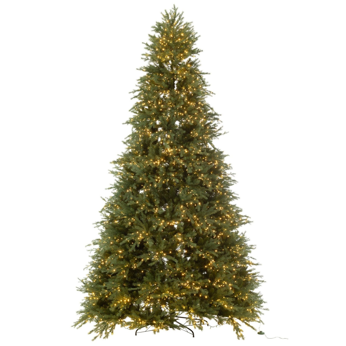 Kerstboom 4000 Led Kunstmatig Donkergroen Extra Large H325cm van J-Line, compleet zicht op de kegelvorm