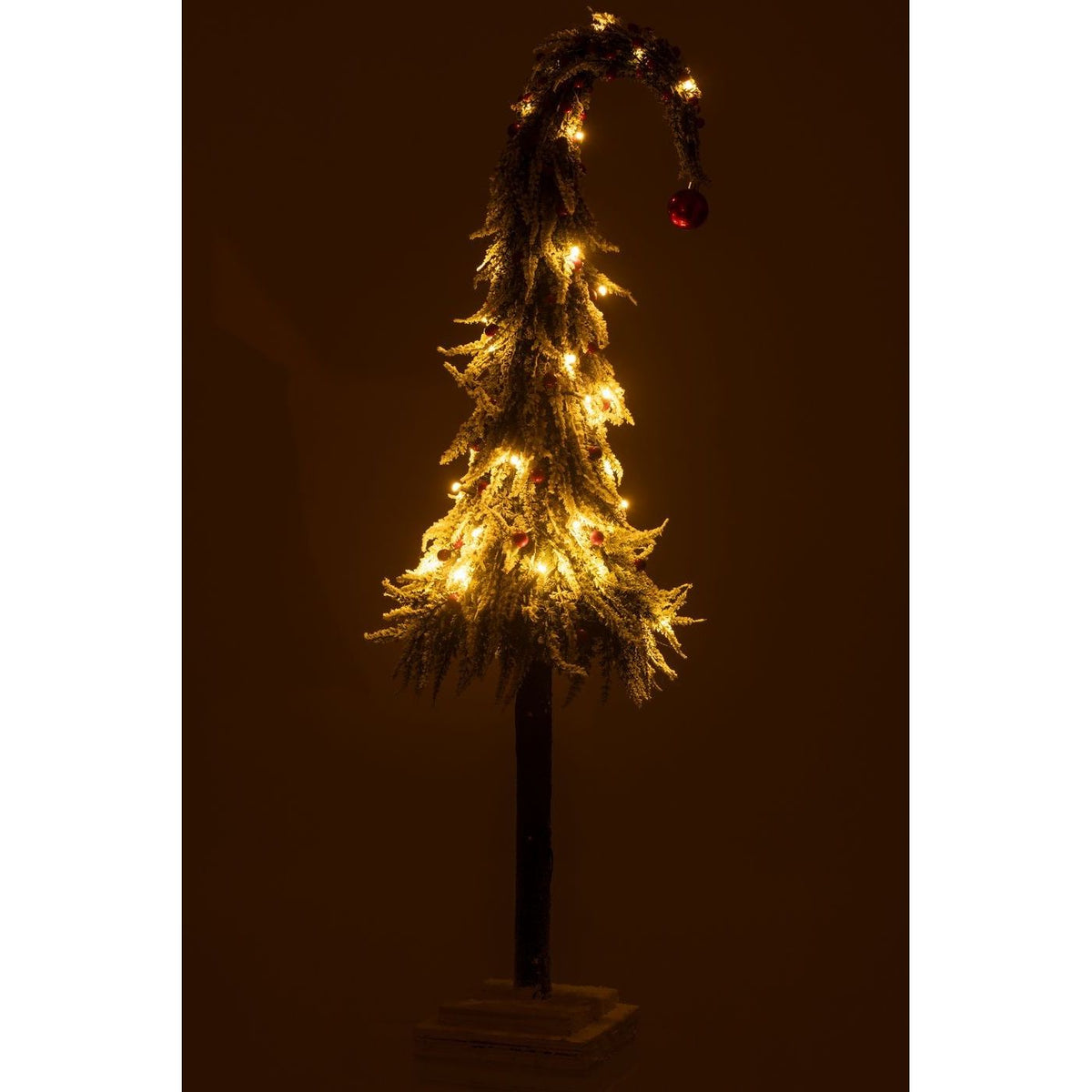 Kerstboom Muts+Led Kunststof Sneeuw Groen/Rood Large H100cm van J-Line, in een feestelijk gestylede setting