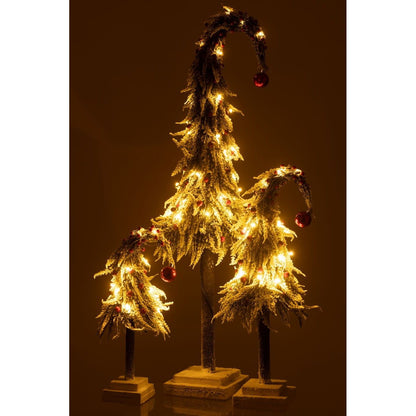 Kerstboom Muts+Led Kunststof Sneeuw Groen/Rood Large H100cm van J-Line, van dichtbij gezien