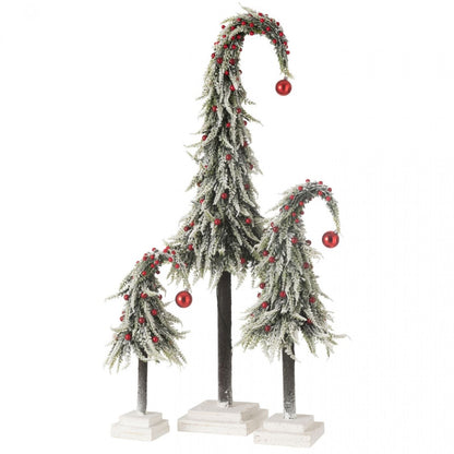 Kerstboom Muts+Led Kunststof Sneeuw Groen/Rood Small - Kerstboom - J-Line - livinglovely.nl