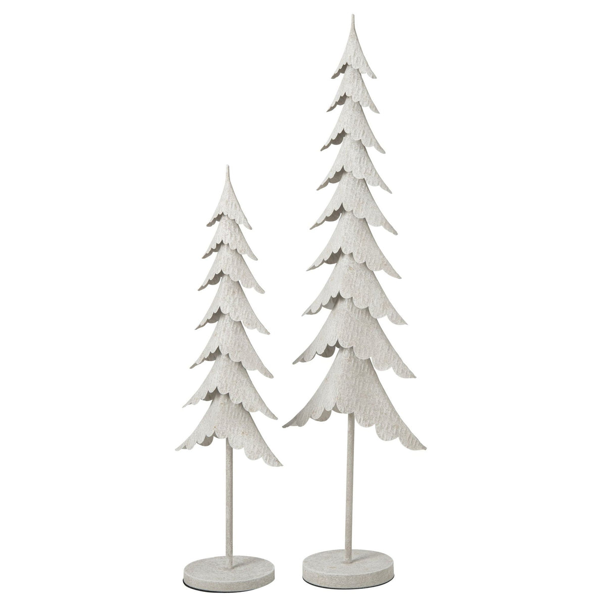 Detail van de witte kerstboom op stam van J-Line, ronde voet en slanke steel