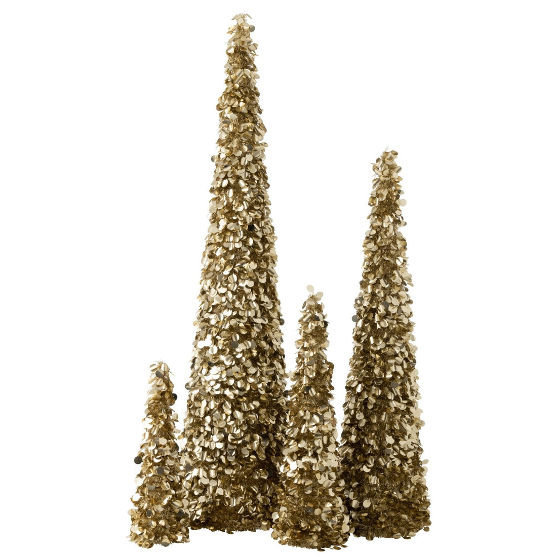Champagnekleurige Sparkling kerstboom van J-Line van dichtbij, glinsterende takken in detail