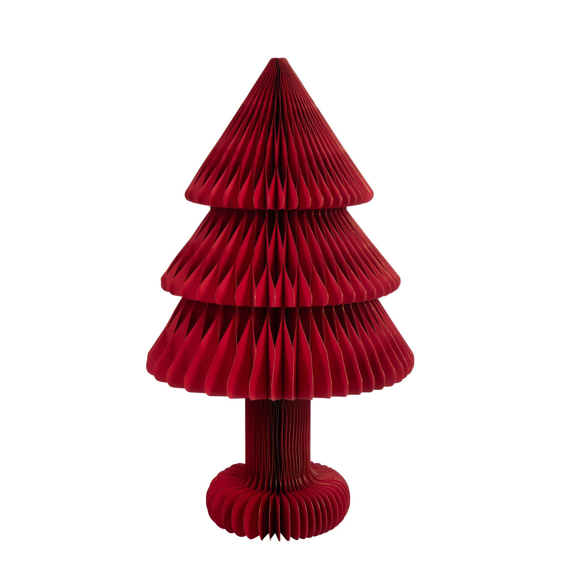 Kerstboom Vouwbaar Papier Kerstrood Large van J-Line, opengevouwen rode papieren boom van 100 cm op een eigen voet