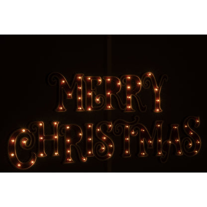 Kerstbord Verlicht Hout Rood Wit van J-Line, houten kerstbord in een feestelijk ingerichte ruimte