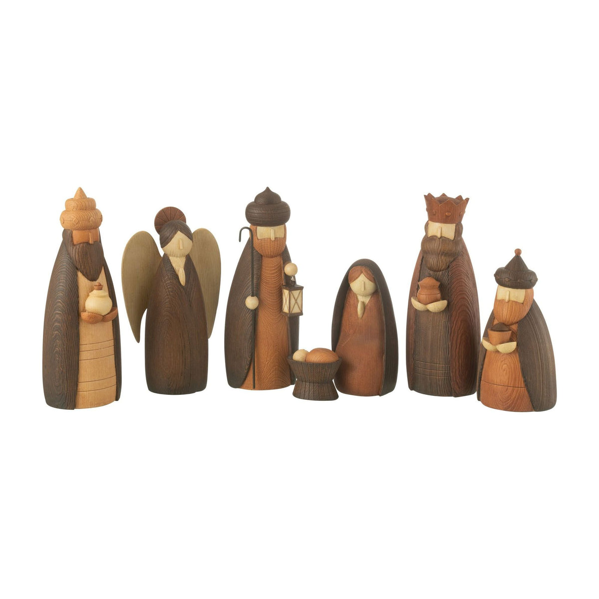 Kerststal 7 Delen Resin Bruin J-Line