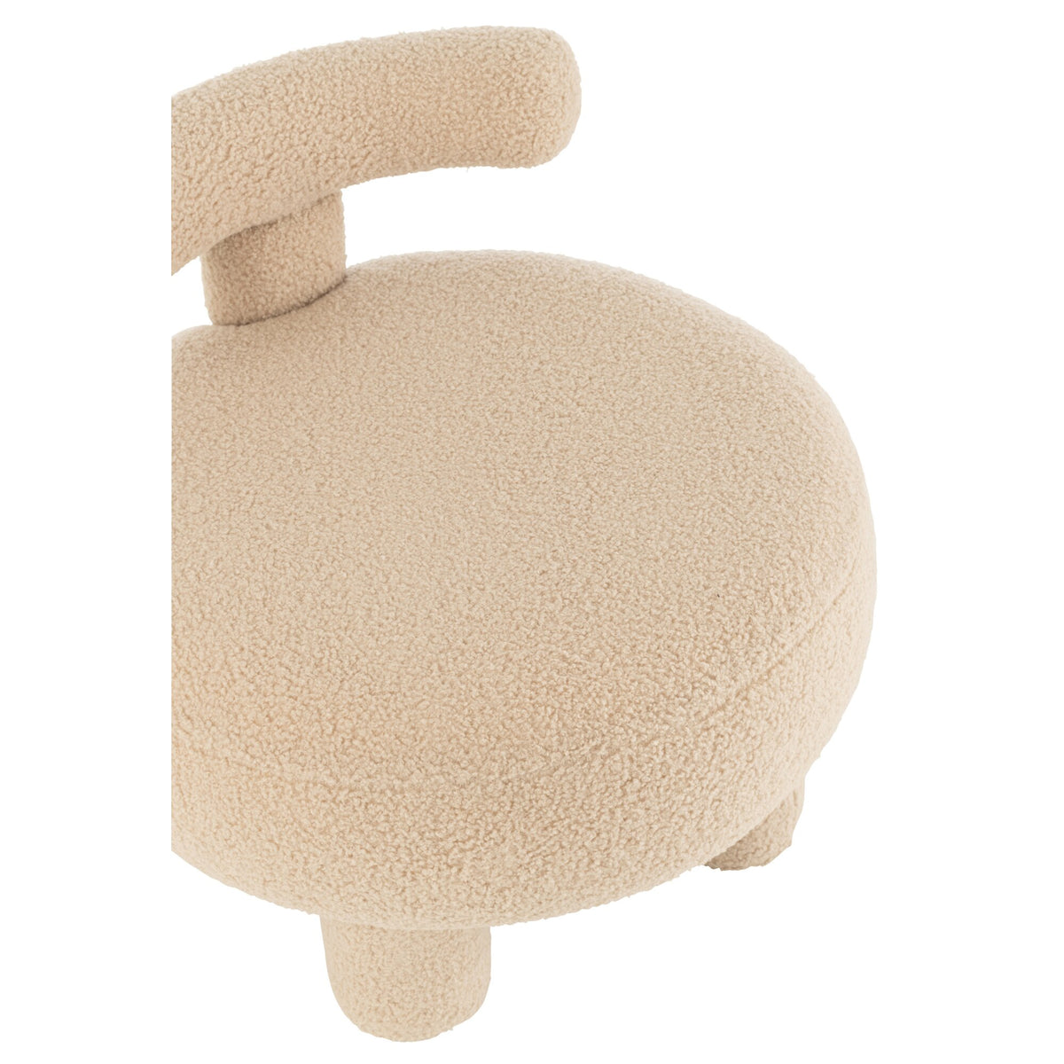 Kruk Rond Met Rugleuning Bouclé Warm Beige J-Line