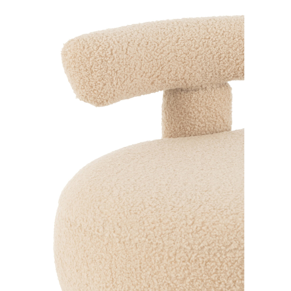 Kruk Rond Met Rugleuning Bouclé Warm Beige J-Line