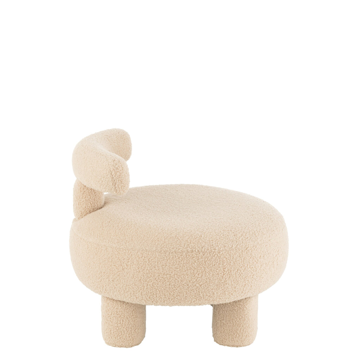 Kruk Rond Met Rugleuning Bouclé Warm Beige J-Line