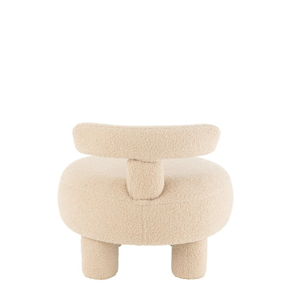 Kruk Rond Met Rugleuning Bouclé Warm Beige J-Line