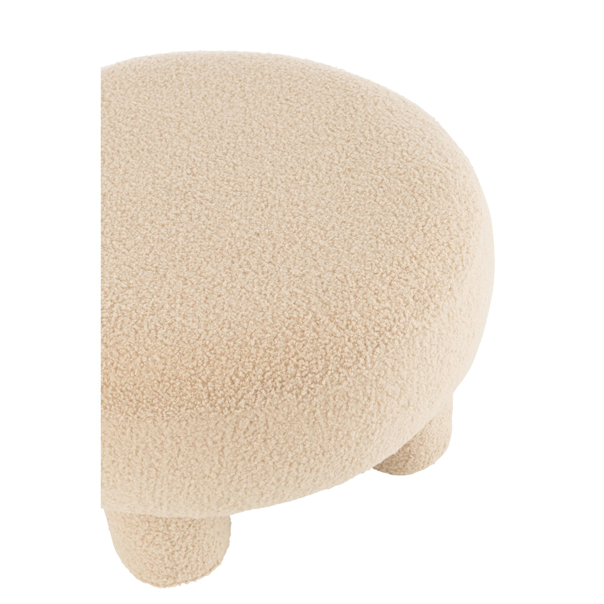 Kruk Rond Teddy Voeten Bouclé Warm Beige J-Line