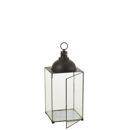 Lantaarn Hagrid Glas/IJzer Zwart L36cm x B36cm x H85cm J-Line