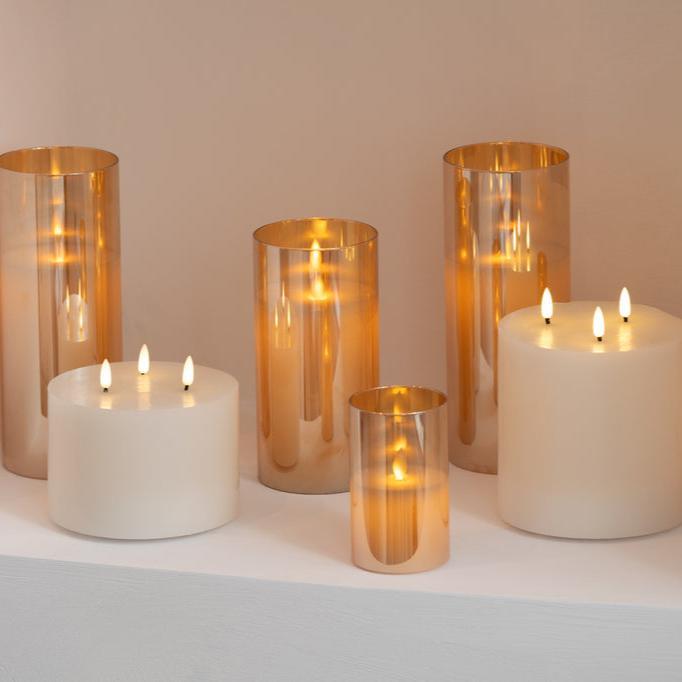Ledlamp Blinkend Glas Goud Large - LED Kaars - J-Line - livinglovely.nl
