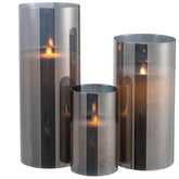 Ledlamp Blinkend Glas Grijs Large - LED Kaars - J-Line - livinglovely.nl