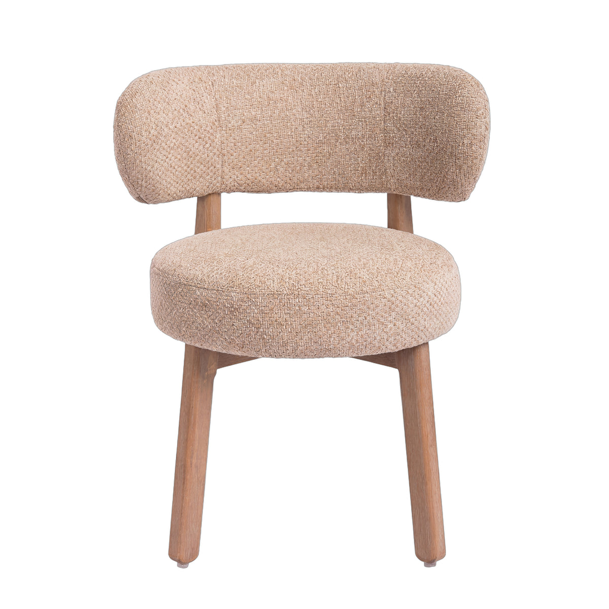 Lior Eetkamerstoel Opulence Taupe van PTMD, taupe eetkamerstoel met opulence stof en rubberhouten poten