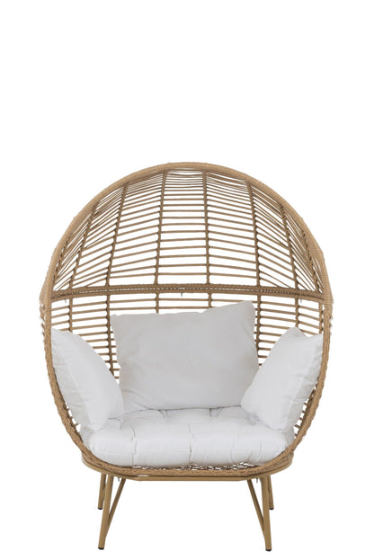 Loungestoel Ovaal Staal Naturel 115x110x148cm - Outdoor loungestoel - J-Line - livinglovely.nl
