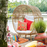 Loungestoel Ovaal Staal Naturel 115x110x148cm - Outdoor loungestoel - J-Line - livinglovely.nl