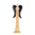 Maebha Natural Wooden Angel Statue On Base L van PTMD, houten engelbeeld op voet op witte achtergrond