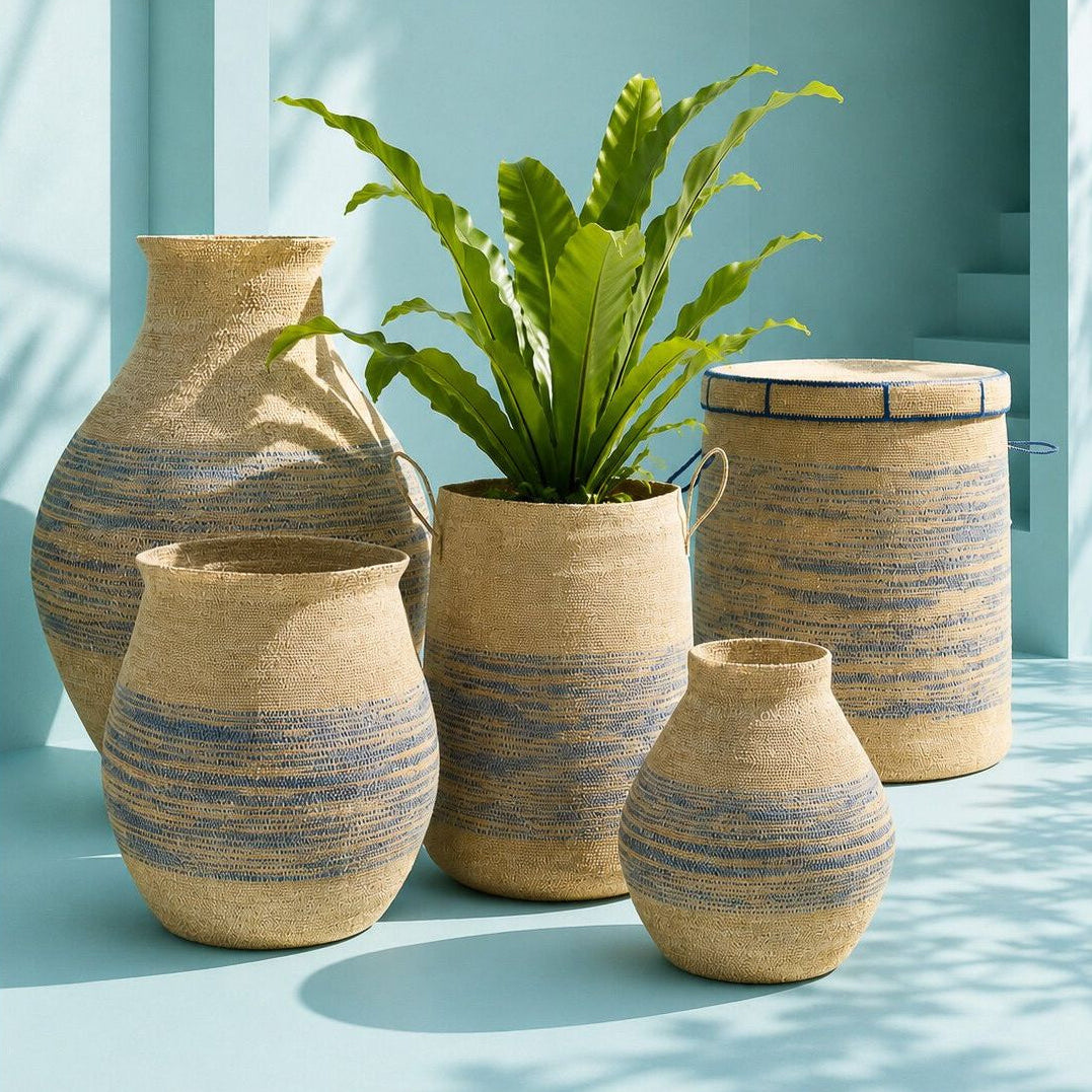 Mand Gestreept Zeegras Naturel/Blauw Large J-Line